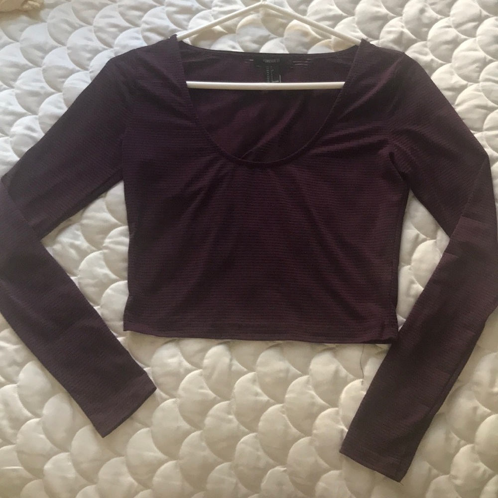 Long sleeve purple crop top